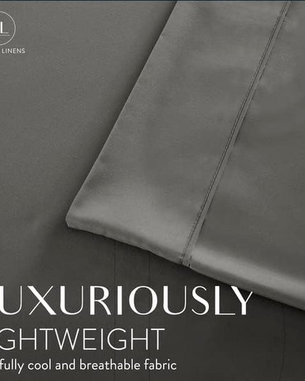 Danjor Linens Full Size Sheets Set - 6 Piece Set Including 4 Pillowcases- Deep Pockets - Breathable, Soft Bed Sheets - Wrinkle Free - Machine Washable - Gray Bed Sheets - 6 pc - LeafyLoom