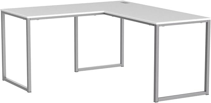 SHW Home Office 55-Inch Large L Shaped Corner Desk, 24" Deep, White - LeafyLoom