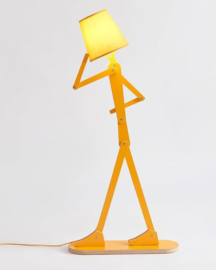Cool Mini Wood Floor Lamp for Living Room Bedroom Farmhouse - Corner Decorative Reading Standing Light Creative Swing Arm Arc Design Gift for Kids Room (Egg Yellow) - LeafyLoom