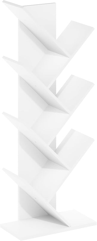 Furinno Tree Bookshelf 7-Tier Floor Standing Tree Bookcase, White - LeafyLoom