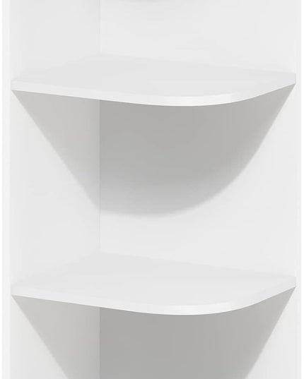 Furinno Pasir 3-Tier Corner Open Shelf Bookcase, White - LeafyLoom