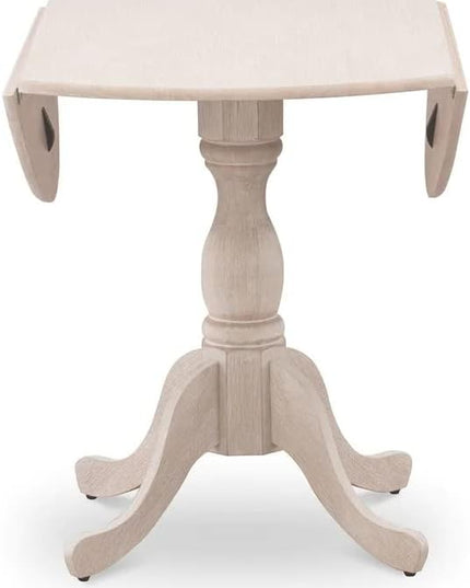 East West Furniture DMT-ABC-TP Dublin Kitchen Dining Table - a Round Wooden Table Top with Dropleaf & Pedestal Base, 42x42 Inch, Wirebrushed Buttercream - LeafyLoom
