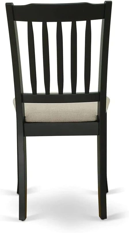 East West Furniture NODA3-BLK-C 3 Piece Dining Room Furniture Set Contains a Rectangle Wooden Table with Butterfly Leaf and 2 Linen Fabric Kitchen Dining Chairs, 32x54 Inch, Black - LeafyLoom