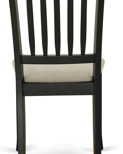 East West Furniture NODA5-BLK-C 5 Piece Dining Room Table Set Includes a Rectangle Kitchen Table with Butterfly Leaf and 4 Linen Fabric Upholstered Dining Chairs, 32x54 Inch, Black - LeafyLoom