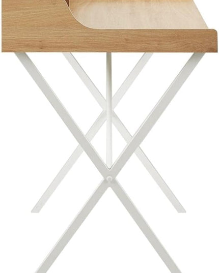 510 DESIGN Laurel Home Office Computer Desk for Small Spaces - Modern Wooden Top Writing Table with Sturdy Metal Legs, Living Room Furniture, Easy Assembly, 47" W x 23.5" D x 35" H, Natural/White - LeafyLoom
