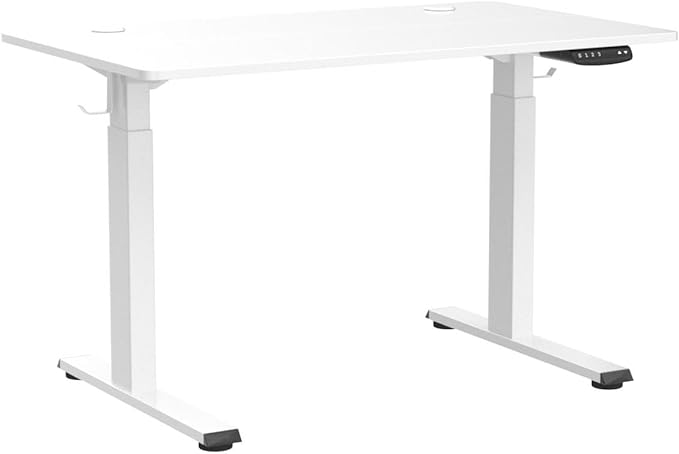 FEZIBO Electric Standing Desk, 40 x 24 Inches Height Adjustable Stand up Desk, Sit Stand Home Office Desk, Computer Desk, White - LeafyLoom