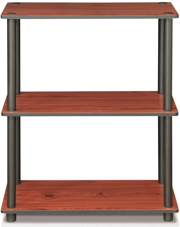 Furinno Turn-N-Tube 3-Tier Compact Multipurpose Shelf Display Rack, Dark Cherry - LeafyLoom