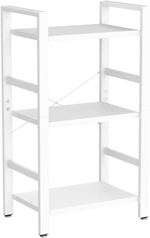 BEWISHOME 3 Tier Bookshelf, White Small Bookshelf for Small Spaces, Short Wooden Storage Bookcase with Metal Frame for Bedroom Living Room and Home Office JCJ62W - LeafyLoom