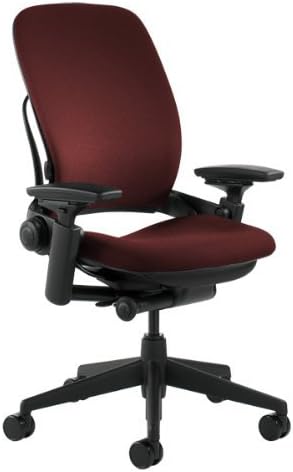 Steelcase Leap Office Chair, Black Frame and Buzz2 Burgundy Fabric - LeafyLoom