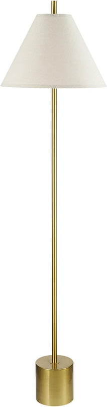 Globe Electric 61000060 60" Floor Lamp, Matte Brass Finish, Beige Linen Shade, Weighted Base, On/Off Rotary Switch on Socket, Reading Lamp, Home Office Accessories, Home Improvement - LeafyLoom