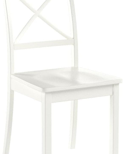 East West Furniture Boston Dining Room Cross Back Solid Wood Seat Chairs, Set of 2, Linen White - LeafyLoom
