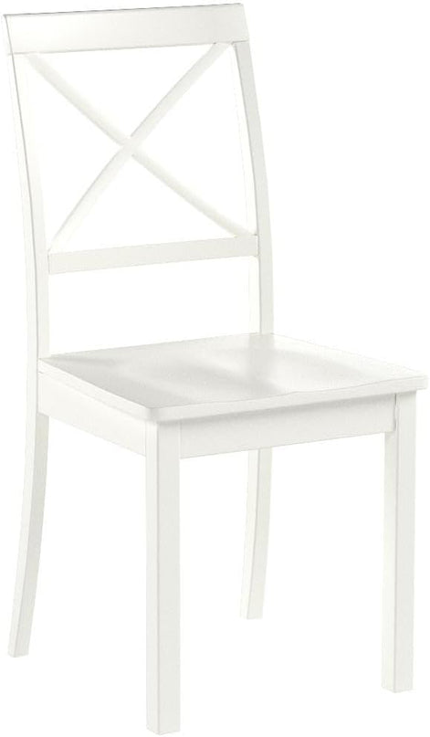 East West Furniture Boston Dining Room Cross Back Solid Wood Seat Chairs, Set of 2, Linen White - LeafyLoom