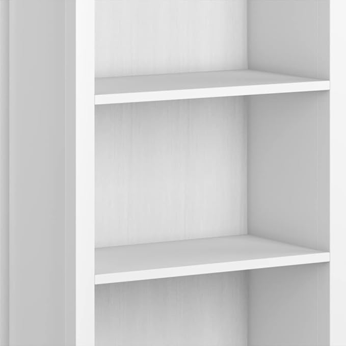 SIMPLIHOME Artisan SOLID WOOD 26 Inch Contemporary 5 Shelf Bookcase in White, For the Living Room, Study Room and Office - LeafyLoom