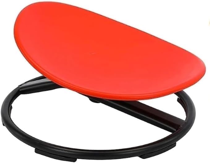 Giggle & Play Kids Swivel Chair, Sensory Spinning Chair, Body Balance Physical Therapy Equipment, Autism Swivel Chair, Montessori Carousel Spinning Toy Chair - 360° Sit and Spin (Red) - LeafyLoom