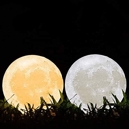 Moon Lamp - Unique Gift - 3D Print 3 Colors (Warn, Cool & Harvest) Lunar Lamp - Rechargeable and Touch Control Brightness (12cm) - LeafyLoom