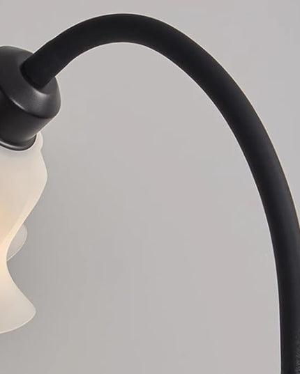 OTTOSON Modern Floor Lamp 1-Light Flower Standing Lamp Iron Freestanding Light Cute Floral Lamp Arc Tall Lamp with Acrylic Shade for Living Room Corner Bedroom Kids Room Office, Black - LeafyLoom