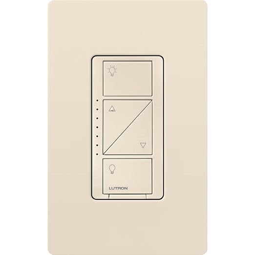Lutron Caseta Original Smart Dimmer Switch (Lutron Smart Hub Required), for LED Lights, 150 Watt, Single-Pole/3-Way, No Neutral Required, PD-6WCL-LA, Light Almond Lutron