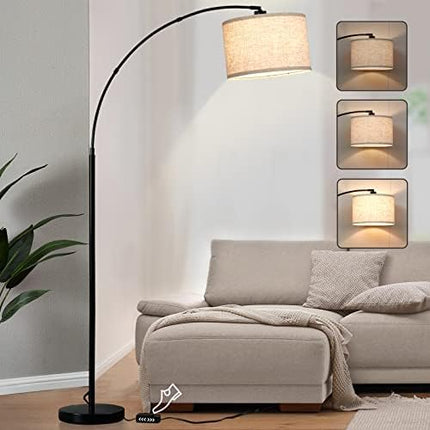 Luvkczc Arc Floor Lamps for Living Room, Tall Reading Lamps with Dimmable Switch, Modern Floor Lamp with Adjustable Hanging Shade for Bedroom, 8W LED Bulb Include - LeafyLoom