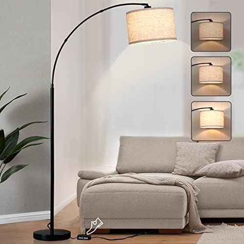 Luvkczc Arc Floor Lamps for Living Room, Tall Reading Lamps with Dimmable Switch, Modern Floor Lamp with Adjustable Hanging Shade for Bedroom, 8W LED Bulb Include - LeafyLoom