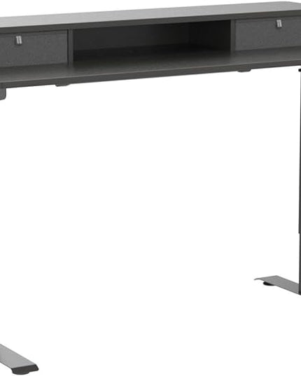 FEZIBO 40 x 24 Inch Height Adjustable Electric Standing Desk with Double Drawer, Stand Up Desk with Storage Shelf, Sit Stand Desk, Black - LeafyLoom