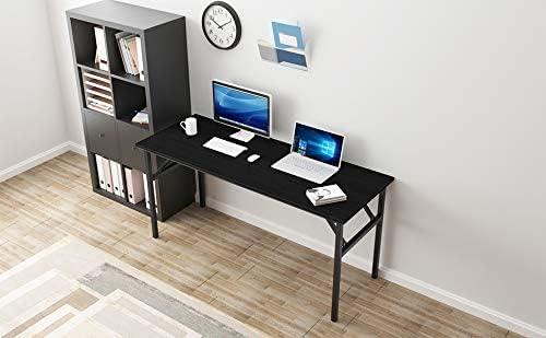 Folding Desk, 62 inch No Assembly Folding Desks for Small Spaces, Sturdy Foldable Computer Desk, Functional Home Office Desks, Study Writing Desk Office Table Workstation for Home Office Outdoor - LeafyLoom