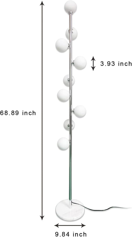 Hsyile Modern Creative Floor Lamp for Living Room,Bedroom,Office,Globe High Pole Standing Lamp, Tree Lamp Chrome Finish,9 LED Bulbs included - LeafyLoom
