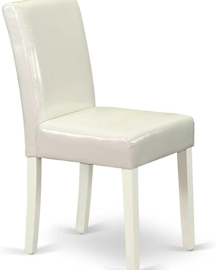 East West Furniture 1NDAB5-LWH-64 5 Piece Dinette Set for 4 Includes a Rectangle Room Table with Dropleaf and 4 White Faux Leather Parson Dining Chairs, 30x48 Inch - LeafyLoom