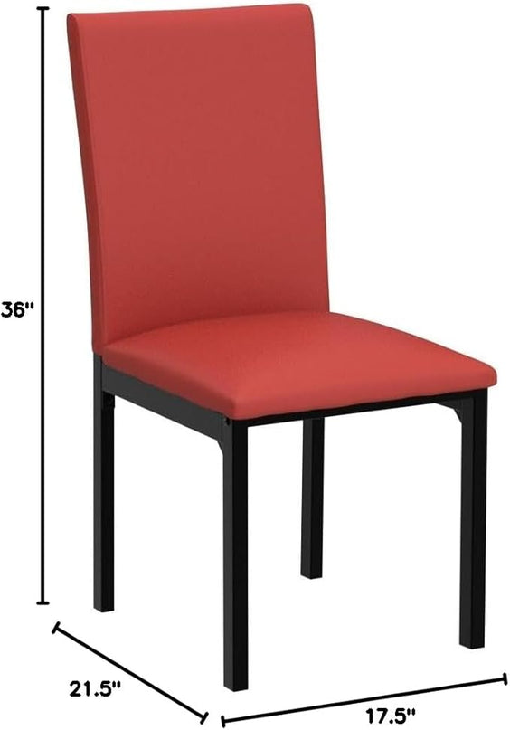 Roundhill Furniture Noyes Faux Leather Metal Frame Dining Chair, Red 17.5D x 21.5W x 36H in - LeafyLoom