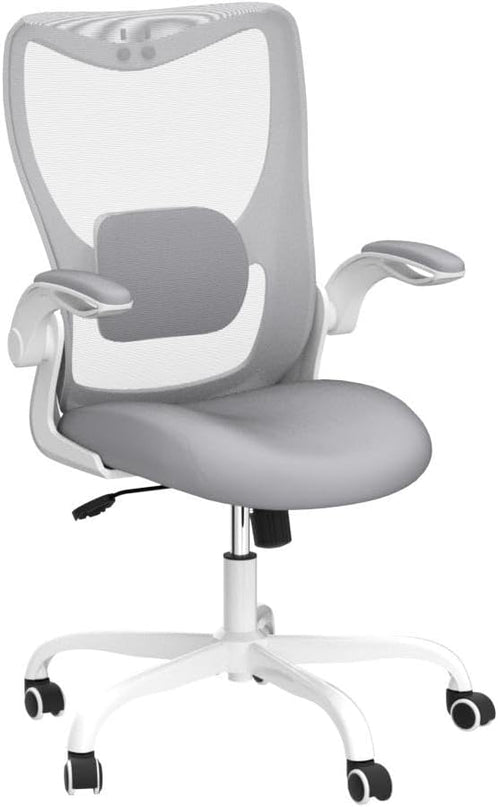 Office Chair, Ergonomic Desk Chair with Adjustable Lumbar Support and Flip up Armrest, Breathable Mesh Computer Chair for Home Office, Gray - LeafyLoom
