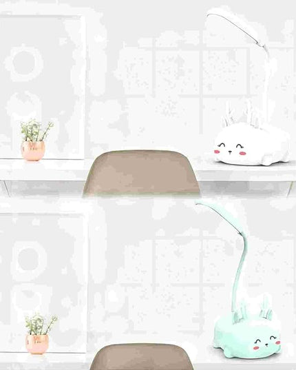 Kids Lamp, Cute LED Desk Lamp for Kids, Mini Animal Night Light, USB Rechargeable Flexible Cartoon Lamp Eye-Care Lighting for Bedroom (Deer B, White) - LeafyLoom