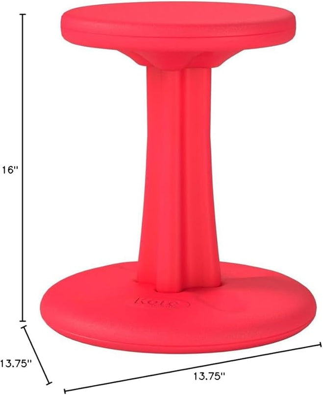 Kore Kids Junior Wobble Chair - Flexible Seating Stool for Classroom, Elementary School, ADD/ADHD - Made in The USA - Junior- Age 8-9, Grade 3-4, Red (16in) - LeafyLoom
