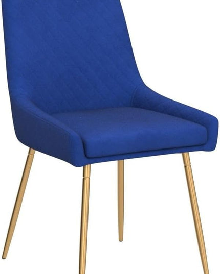 CangLong Mid-Century Velvet Upholstered Metal Legs for Kitchen, Dining, Living, Guest, Bed Room Side Chair, Set of 2, Sapphire Blue - LeafyLoom