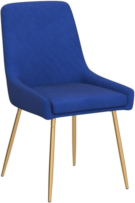 CangLong Mid-Century Velvet Upholstered Metal Legs for Kitchen, Dining, Living, Guest, Bed Room Side Chair, Set of 2, Sapphire Blue - LeafyLoom