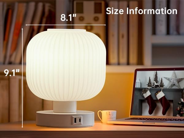 Touch Bedside Lamps,Table Lamps 3 Way Dimmable with USB C+A Charging Ports - Bedroom Nightstand & Living Room Essential, 9W Bulb Included - LeafyLoom