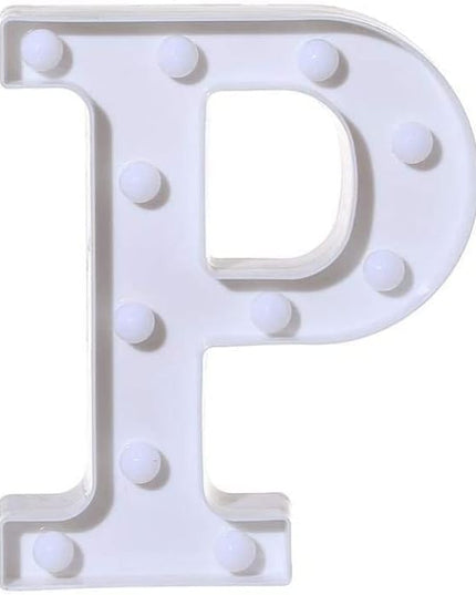 LED Marquee Letter Lights Sign P 26 Alphabet Light Up Letters Sign for Night Light Wedding Birthday Party Battery Powered Christmas Lamp Home Bar Decoration (P) - LeafyLoom