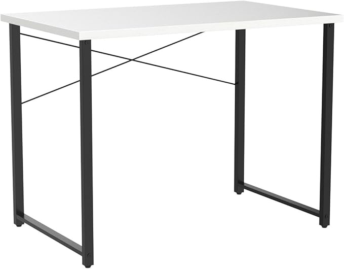 Coleshome 32 Inch Computer Desk, Modern Simple Style Desk for Home Office, Study Student Writing Desk, White Black - LeafyLoom