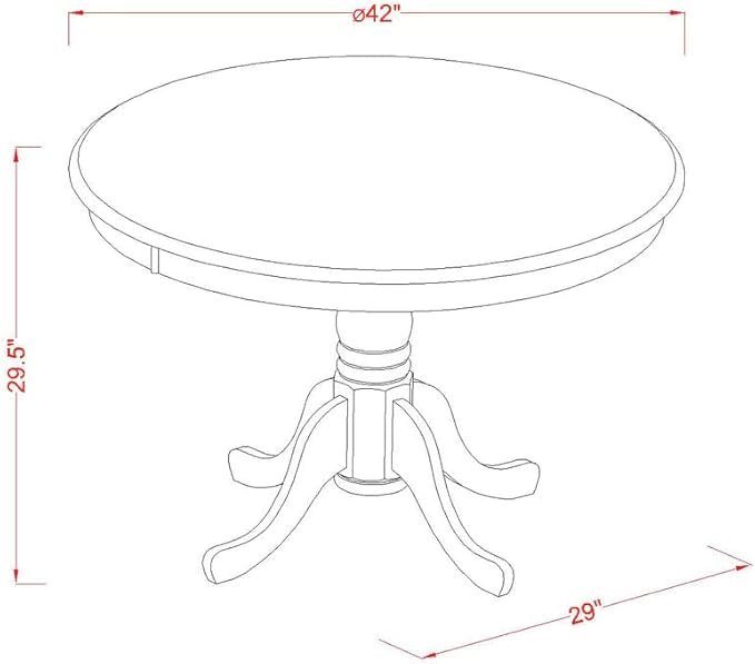 East West Furniture HBEL5-LWH-07 Hartland 5 Piece Kitchen Set Includes a Round Room Table with Pedestal and 4 Gray Linen Fabric Parson Dining Chairs, 42x42 Inch - LeafyLoom
