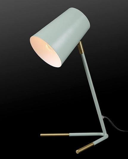 Globe Electric 56086 Dobby 16" Desk Lamp, Matte Teal, Gold Accents - LeafyLoom