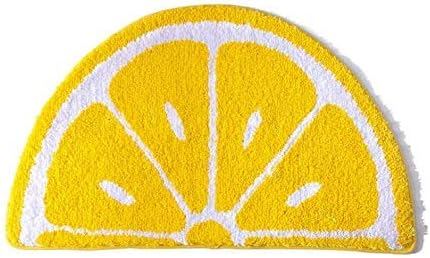 Playtime Cozy Lemon Cute Fruits Half Round Shaped Bedroom Bathroom Doorway Kitchen Floor Rug Carpet Water Absorption Non-Slip mat for Kid's Room (Yellow, 45 * 65CM) - LeafyLoom