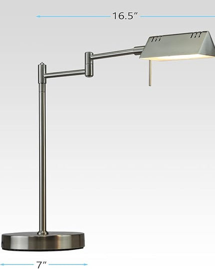 O'Bright LED Pharmacy Table Lamp, Full Range Dimming, 12W LED, 360 Degree Swing Arms, Desk, Reading, Craft, Work Lamp, ETL Tested, Brushed Nickel - LeafyLoom