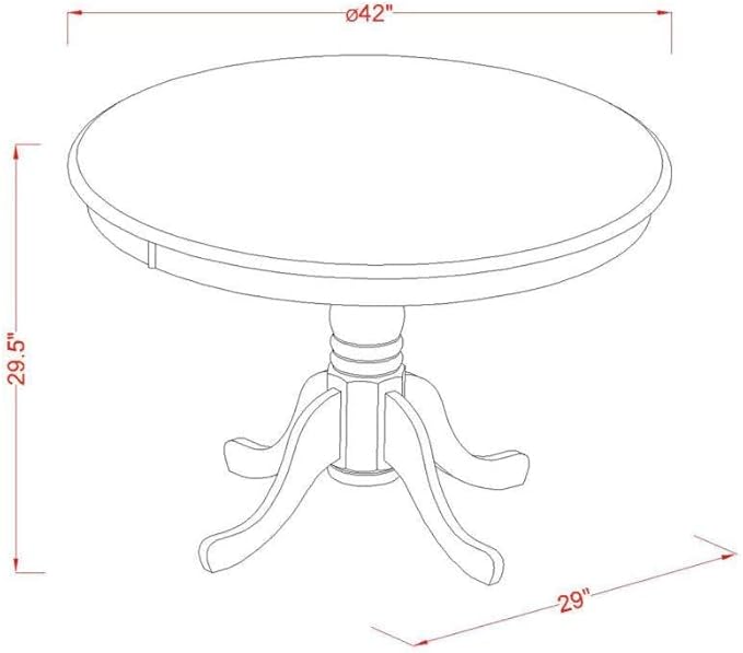 East West Furniture Hartland 5 Piece Set Includes a Round Dining Room Table with Pedestal and 4 Grey Linen Fabric Upholstered Chairs, 42x42 Inch, Walnut - LeafyLoom