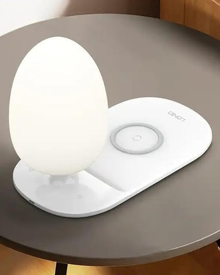 LDNIO Bedside Lamp with Wireless Charger, Desktop lamp with Wireless Fast Charger LED Desk Lamp with Dimable Touch Control Night Light with Wireless Charger Perfect for Gift, White - LeafyLoom