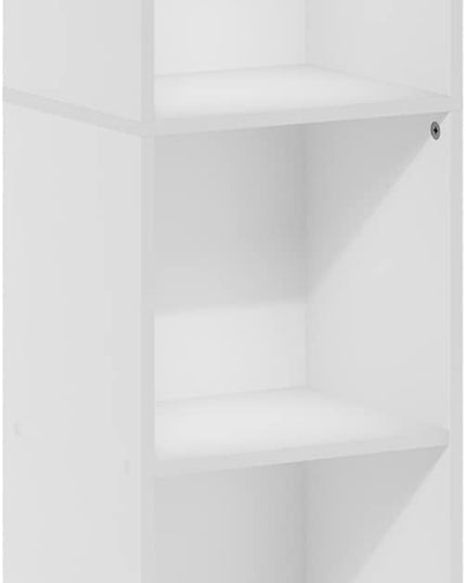 Furinno Luder Shelf Bookcase with 1 Door Storage Cabinet, White, 5-Cube with Cabinet - LeafyLoom