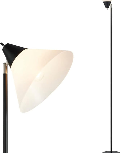 Floor Lamp Standing Lamp Adjustable Head Arcylic Shade Floor Lamps for Living Room/Office/Bedroom (Black) - LeafyLoom