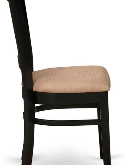East West Furniture Vancouver Dining Linen Fabric Upholstered Wood Chairs, Set of 2, Black - LeafyLoom