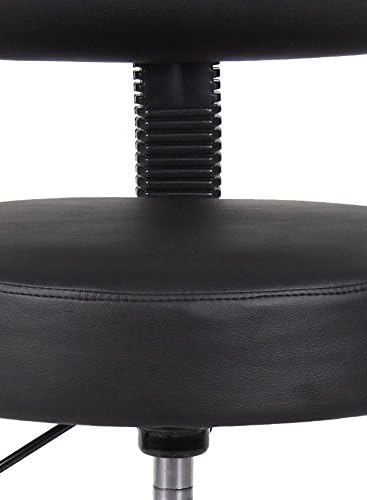 Boss Office Products Be Well Medical Spa Stool with Back in Vinyl, Black - LeafyLoom