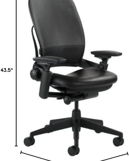 Steelcase Leap Office Chair, Black Frame and Black Leather - LeafyLoom