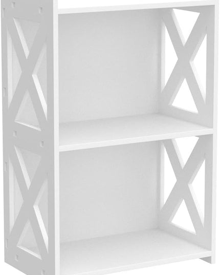 Side Table, 3 Tier 2 Shelf Small Bookshelf Bookcase for Small Spaces, Bedside End Table Nightstand, Kids Book Storage Shelves for Bedroom Living Room Office, White - LeafyLoom