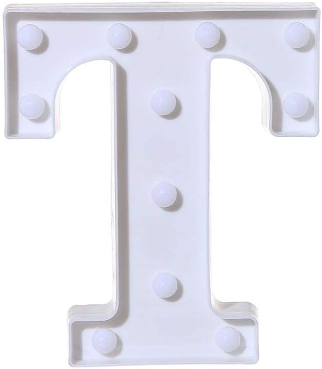 LED Marquee Letter Lights Sign T 26 Alphabet Light Up Letters Sign for Night Light Wedding Birthday Party Battery Powered Christmas Lamp Home Bar Decoration (T) - LeafyLoom