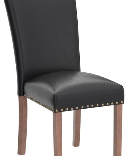 COLAMY Upholstered Parsons Dining Chairs Set of 2, PU Leather Dining Room Kitchen Side Chair with Nailhead Trim and Wood Legs - Black - LeafyLoom